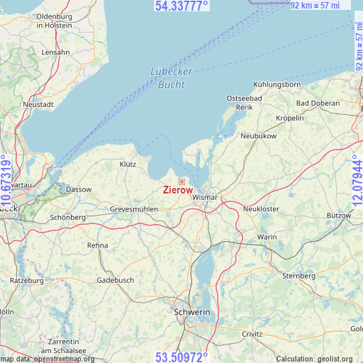 Zierow on map