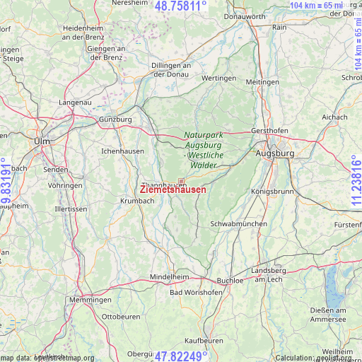 Ziemetshausen on map