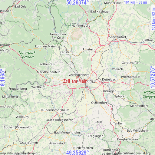 Zell am Main on map
