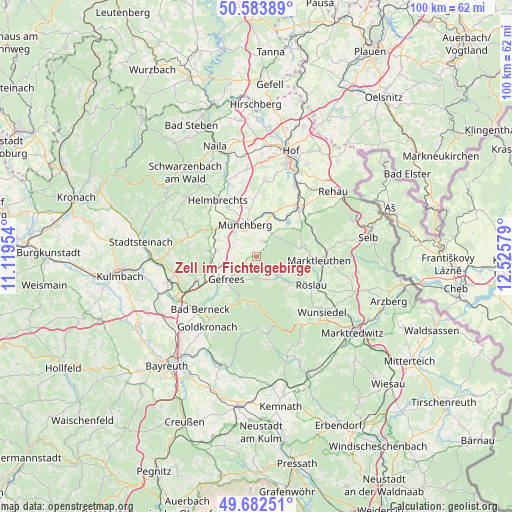 Zell im Fichtelgebirge on map