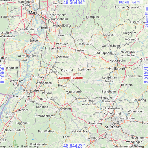 Zaisenhausen on map
