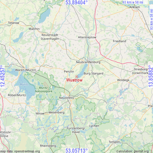 Wustrow on map