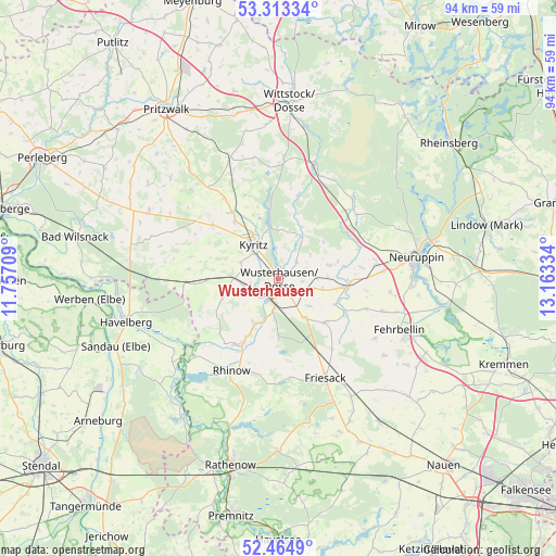 Wusterhausen on map