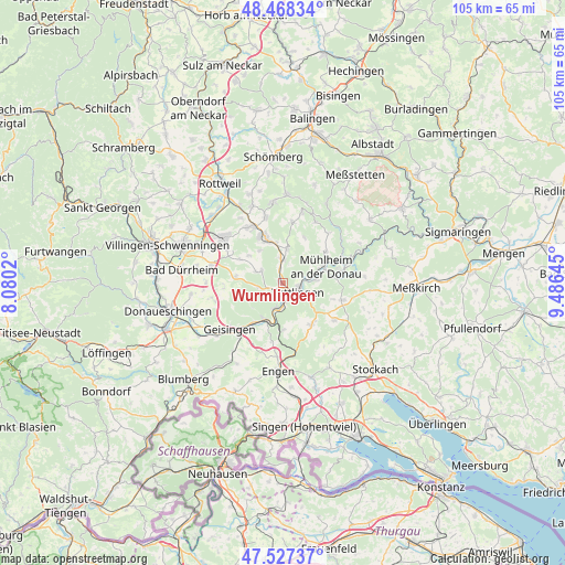 Wurmlingen on map