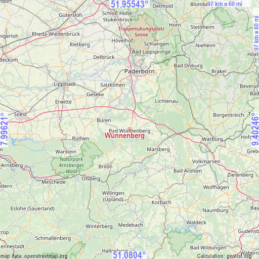Wünnenberg on map
