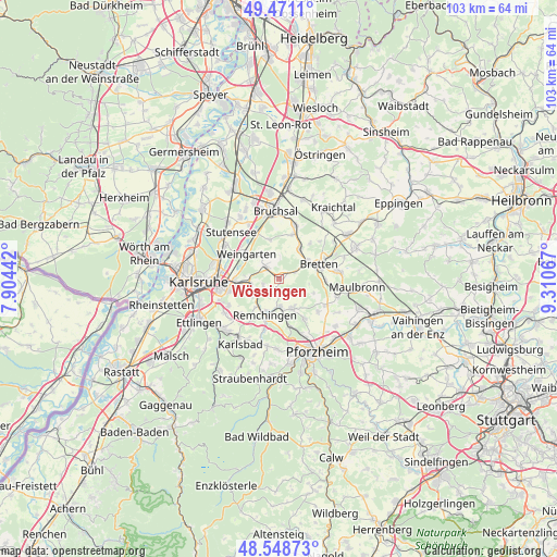 Wössingen on map
