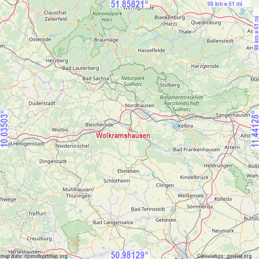 Wolkramshausen on map