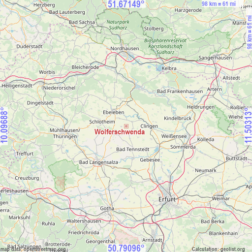 Wolferschwenda on map