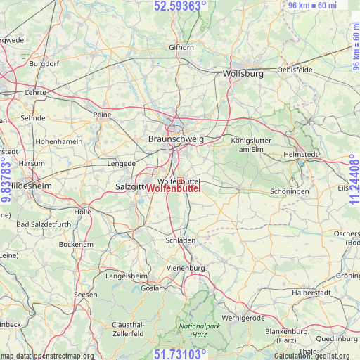 Wolfenbüttel on map