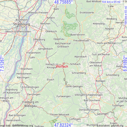 Wolfach on map