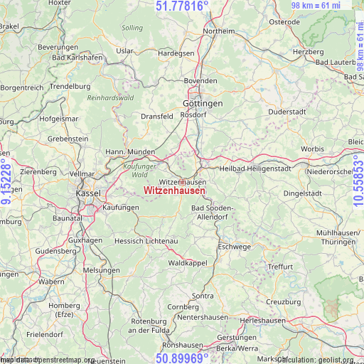 Witzenhausen on map