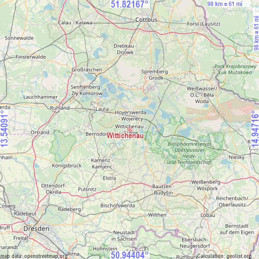 Wittichenau on map