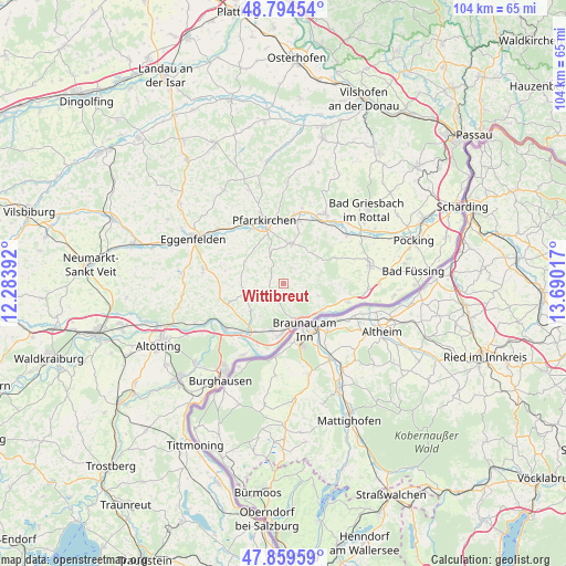 Wittibreut on map