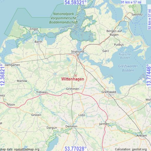 Wittenhagen on map
