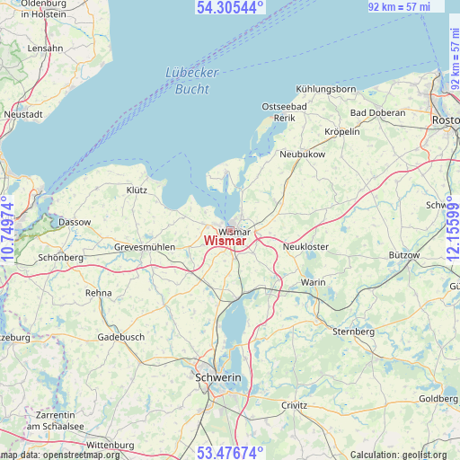 Wismar on map
