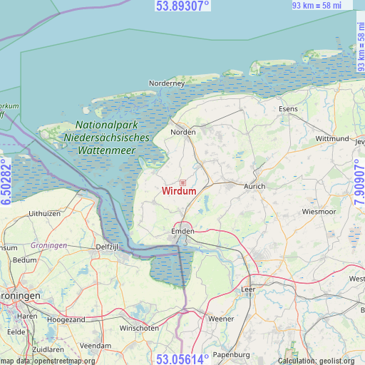 Wirdum on map