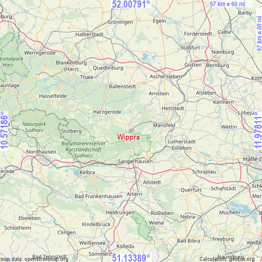 Wippra on map