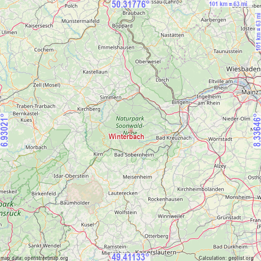 Winterbach on map