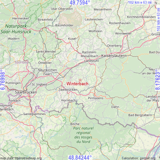 Winterbach on map
