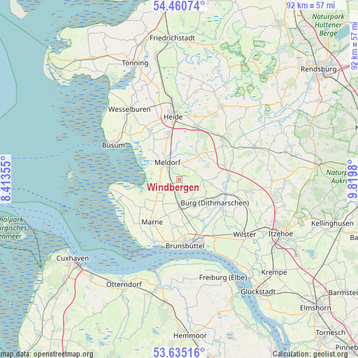 Windbergen on map