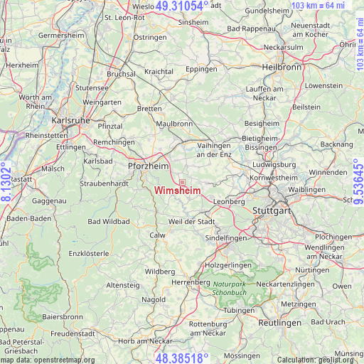 Wimsheim on map
