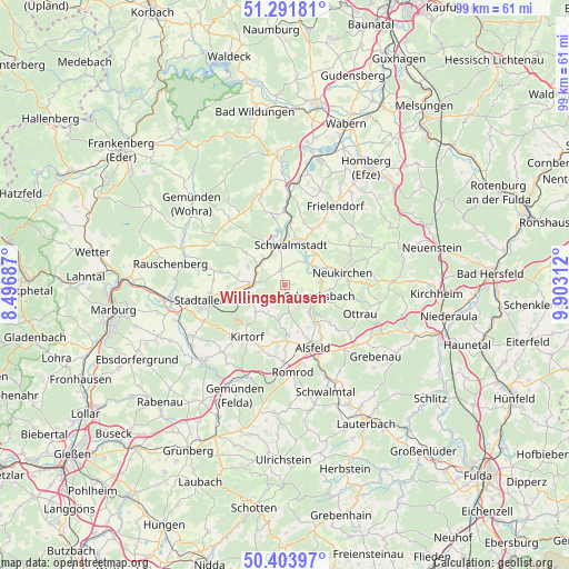 Willingshausen on map