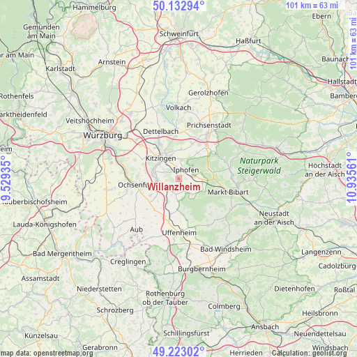Willanzheim on map