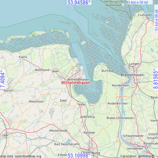 Wilhelmshaven on map