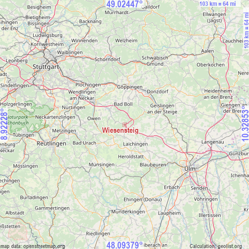 Wiesensteig on map