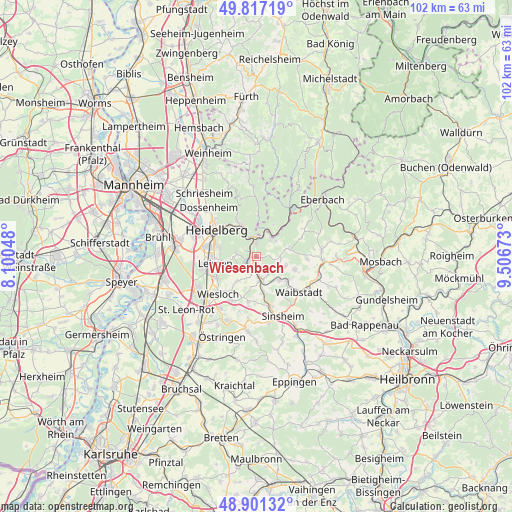Wiesenbach on map