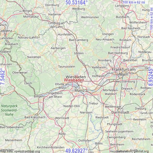 Wiesbaden on map