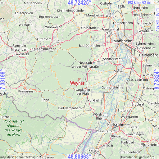 Weyher on map