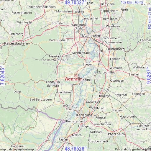 Westheim on map