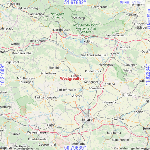 Westgreußen on map