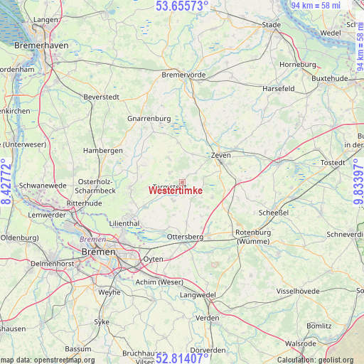 Westertimke on map