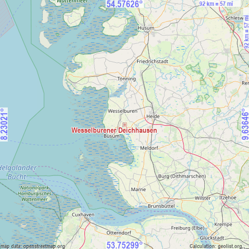 Wesselburener Deichhausen on map