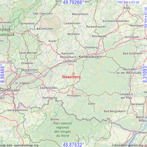 Weselberg on map