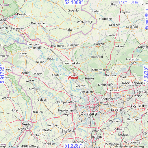 Wesel on map