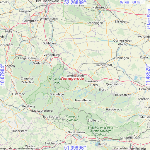 Wernigerode on map