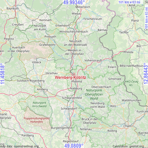 Wernberg-Köblitz on map