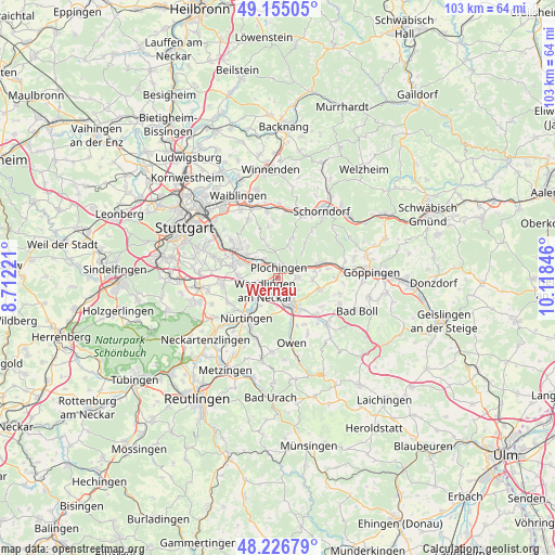 Wernau on map