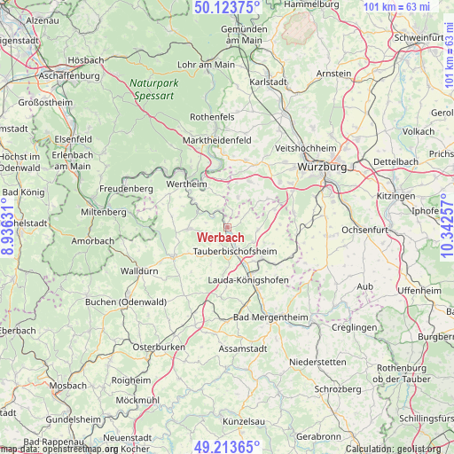 Werbach on map