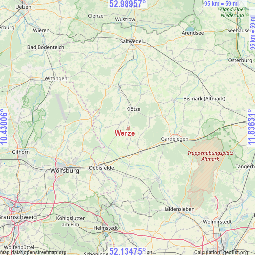 Wenze on map