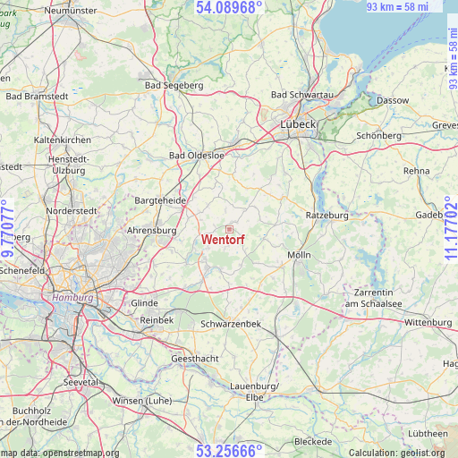 Wentorf on map