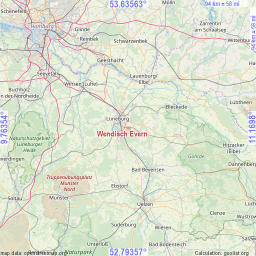 Wendisch Evern on map