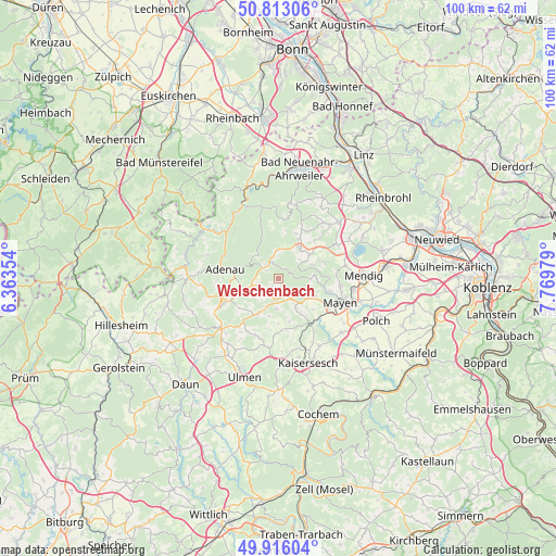 Welschenbach on map