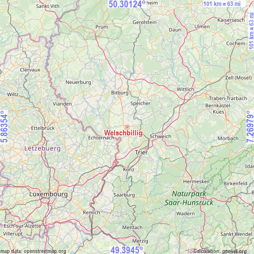 Welschbillig on map