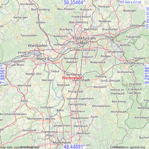Weiterstadt on map
