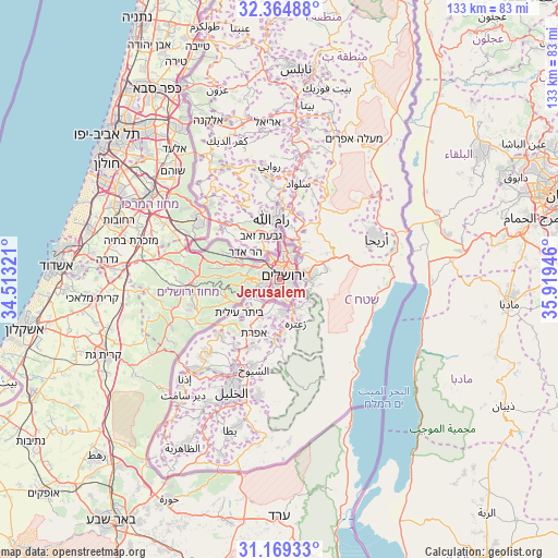 Jerusalem on map