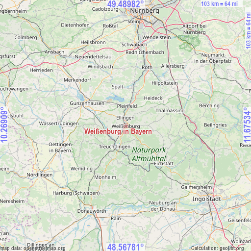 Weißenburg in Bayern on map